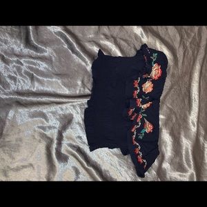 crop top with ruffles and flowers